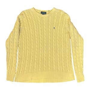 Vintage Lauren Ralph Lauren LRL Cable Knit Crewneck Sweater Yellow Men’s Small